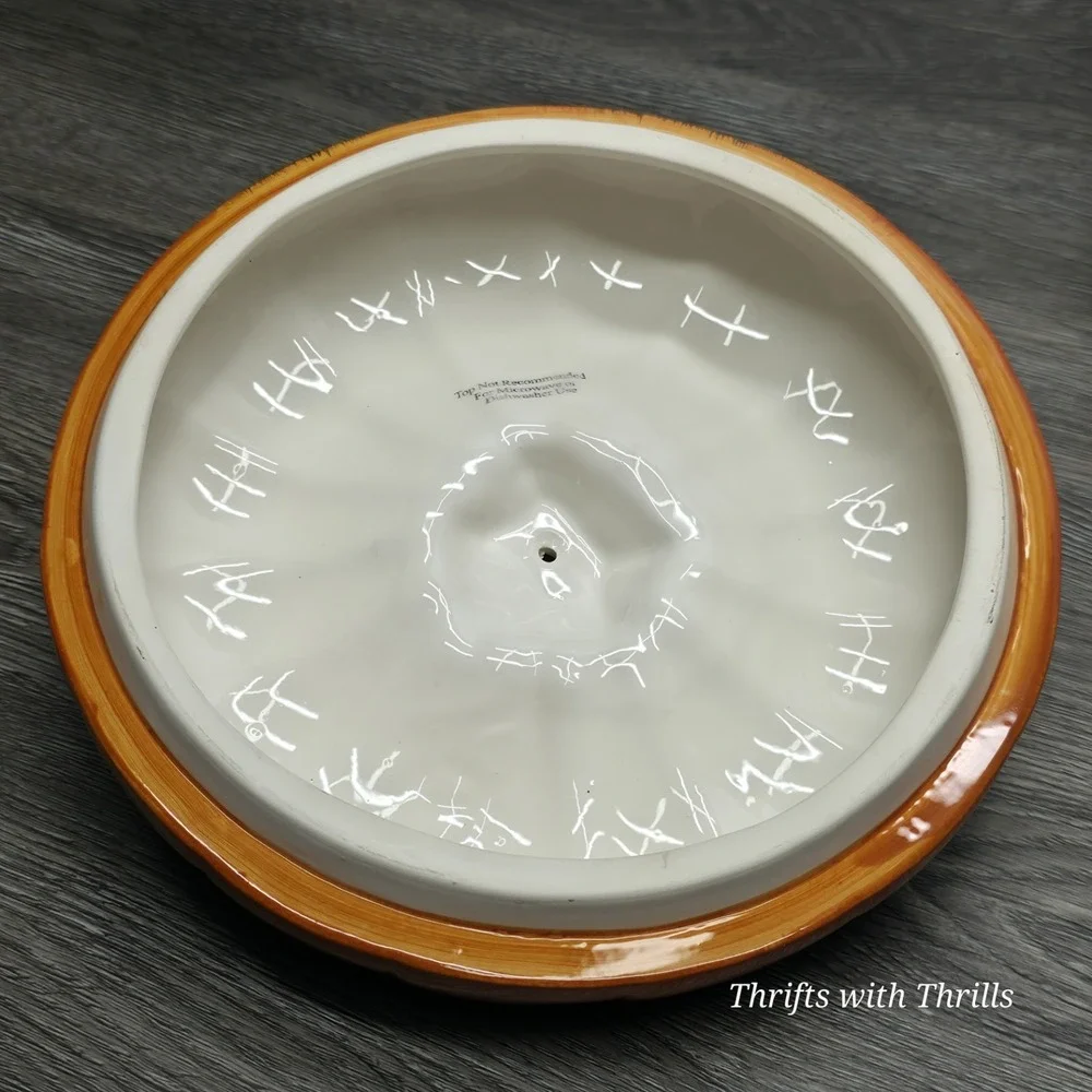 Vintage Cracker Barrel Ceramic Pumpkin Patch Pie Plate And Lid - Fall Is Here!!